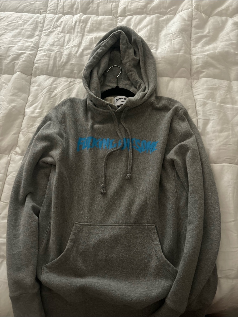 Fucking Awesome Womens Gray Hoodie with Blue Script
